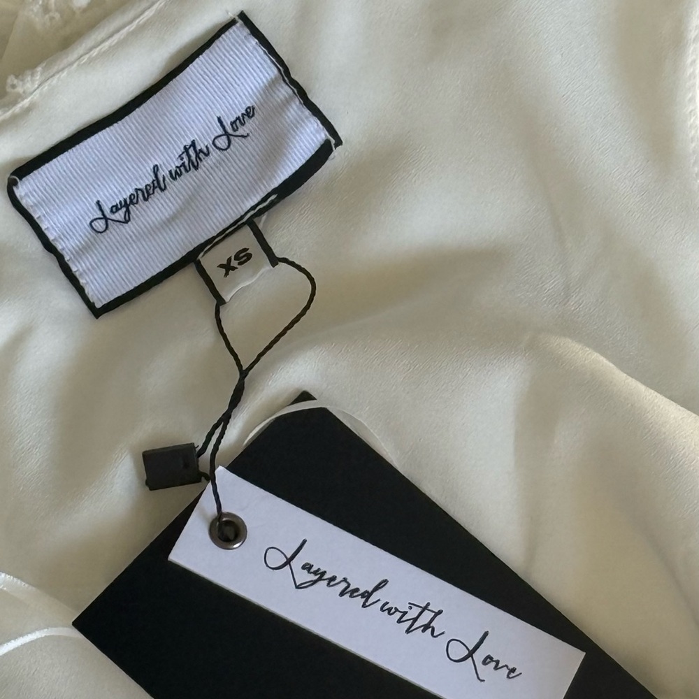 Layered With Love White, Sleeveless Tie Shoulder Scallop Mini Dress Size XS , M - Picture 9 of 9